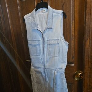 Cloth & Stone Cream Color Denim Jumpsuit